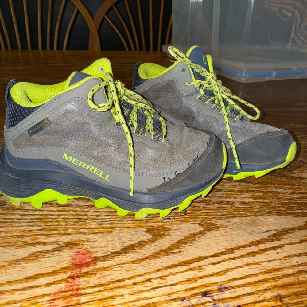 Merrell Kids' Gray and Neon Green Sneakers